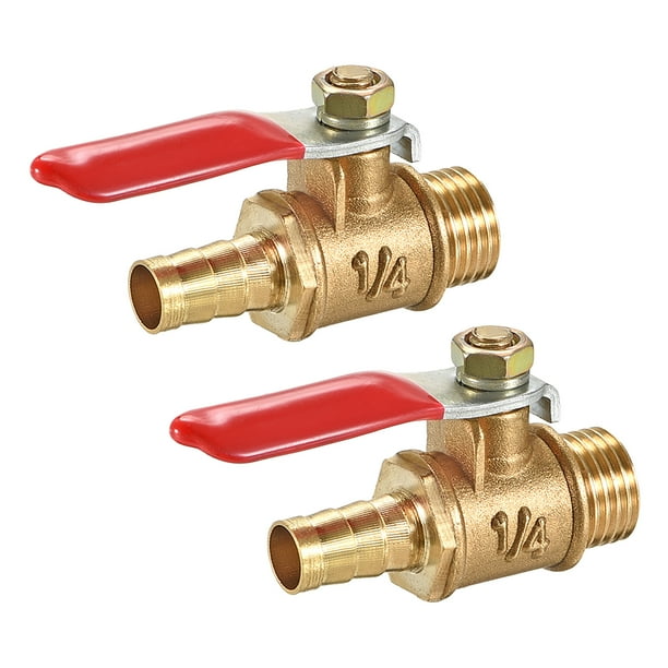 Brass Air Ball Valve Shut Off Switch G1//2 Male to 5//16 Hose Barb 2Pcs